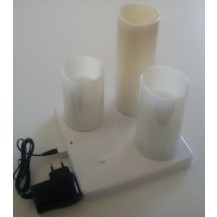 KIT 4 CANDELE RICARICABILI LEDS PILLAR 150x75mm BIANCO IN CERA X INTERNO