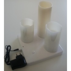 KIT 4 CANDELE RICARICABILI LEDS PILLAR 220x75mm BIANCO IN PLASTICA X ESTERNO